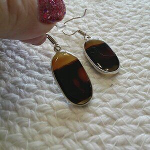 Natural MONTANA AGATE Handmade Sterling 925 Dangle Earrings #401E